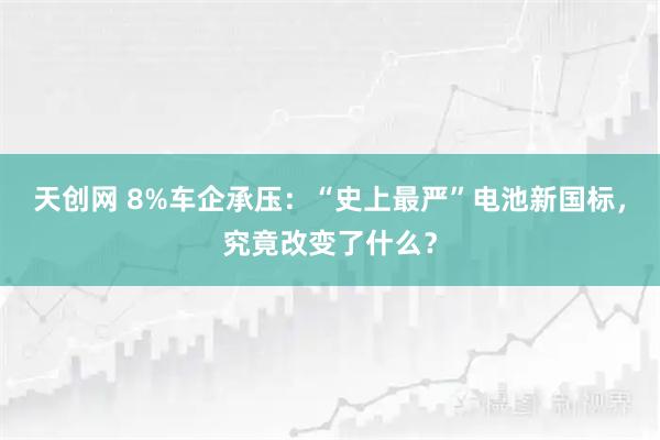 天创网 8%车企承压：“史上最严”电池新国标，究竟改变了什么？